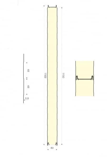 Polyuretaanielementti 80 x 1150 x 6000mm